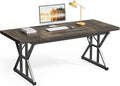 LITTLE TREE 70.8-Inch Large Executive Desk, Extra Long Computer Office Desk Workstation, Modern Simple Style Laptop Table, Sturdy Wooden Writing Workstation for Home Black Oak