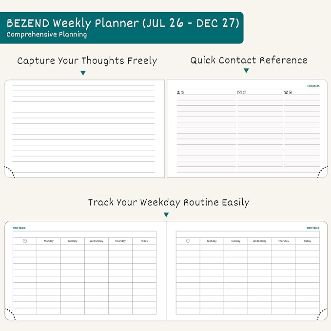BEZEND Planner 2026 2027 Weekly and Monthly, Daily Calendar Book (9"x5.5")