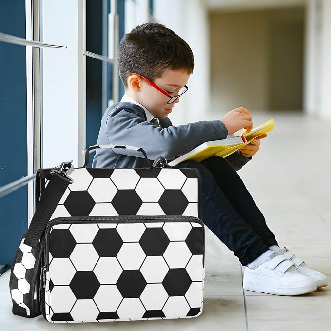 Soccer Ball Binder Bag 3 Ring Zipper with Handle Shoulder Strap | for School Work Office Organizer Storage Case