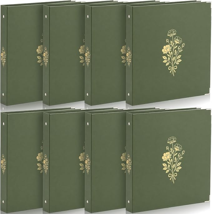 ReliThick 8 Pcs Aesthetic 3 Ring Binders, 1 Inch with Pockets,Cyan Blue | Paper Covers, 175 Sheet Capacity, 2 Inner Pockets, Organizer for 8.5" x 11" Letter Size, School, Office, Home,Floral Color