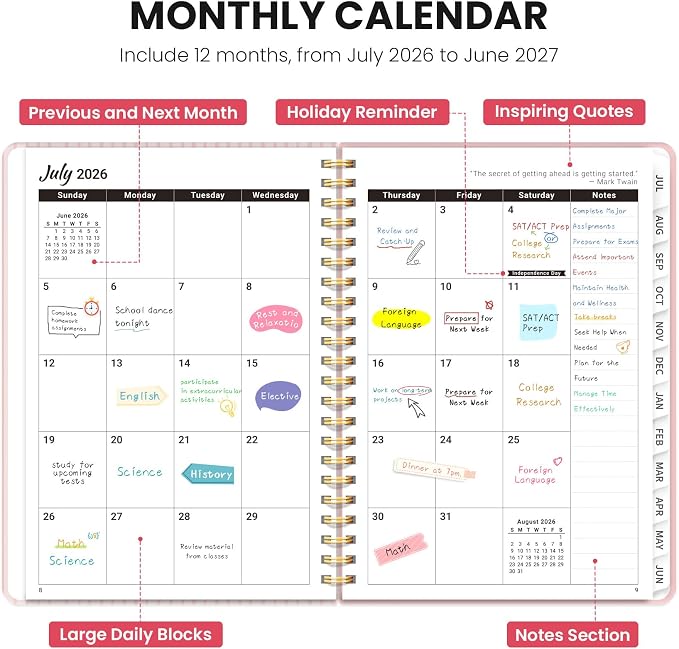 ZOTIA Planner 2026-2027 Weekly & Monthly Calendar Planner Jul 2026-Jun 2027
