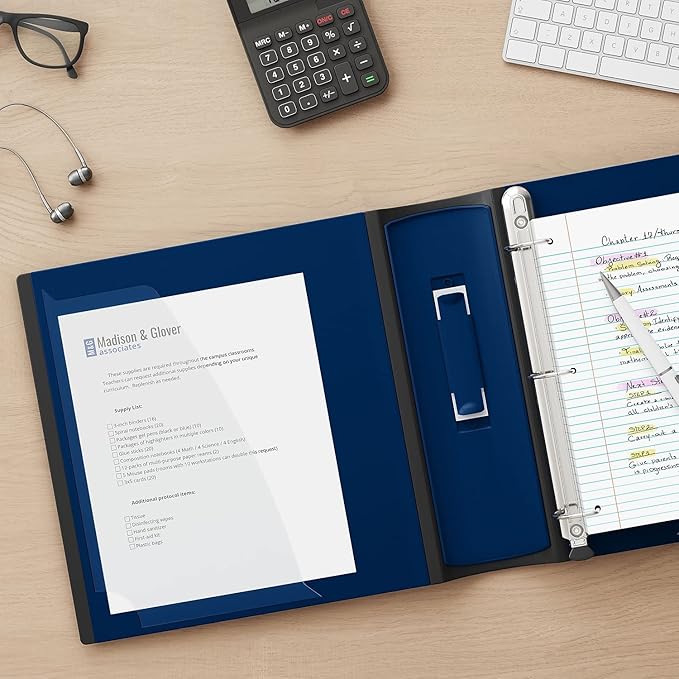 Staples Better Binder, 3 Inch D-Ring, Blue, Reinforced Rubber Spine | Heavy-duty design holds up to 600 sheets for school and office use.
