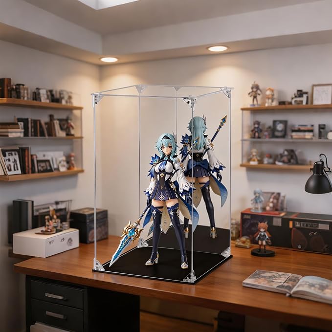 Display Case for Collectibles Assemble Clear Acrylic Box Alternative Glass Case for Display Action Figures Home Storage Organizing Toys (Internal dim 9.5X9.5X15 inch)