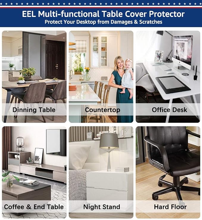 Clear Desk Pad Blotter on Top of Desks Office Table Protector Laptop Computer Keyboard Desktop Plastic PVC Transparent Non-Slip Desk Writing Mat Organizer Mouse Pad Included Waterproof 16 X 32 Inches
