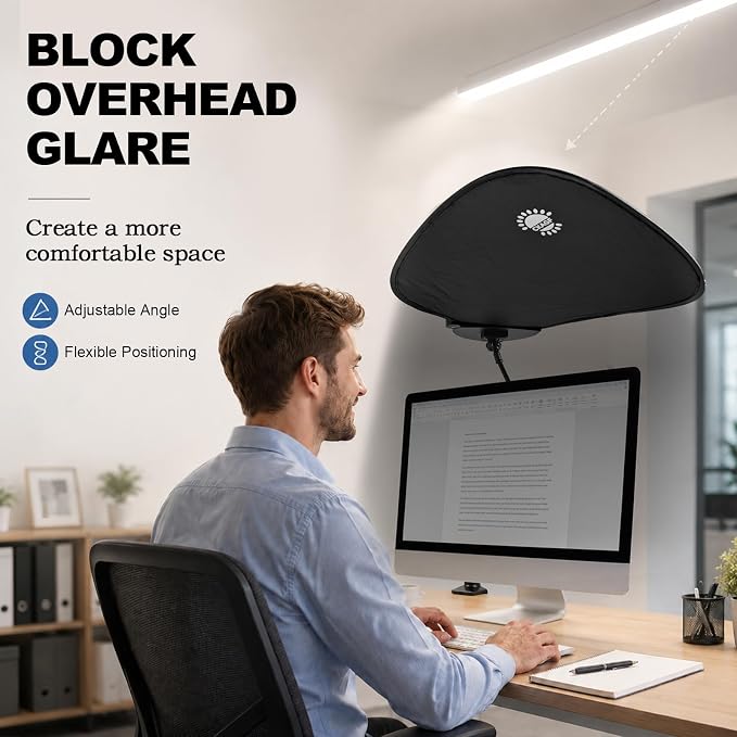 2 Pack Laptop Sun Shade and Cubicle Desk Shade for Window and Screen Glare | Clamp and suction cup mounts block window glare, side light, and screen glare for office, cubicle, and calm outdoor use
