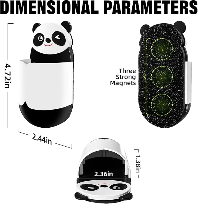 Cute Panda Magnetic Pen Holder, Strong Magnet for Glass Whiteboard, Refrigerator & Locker - 4 Pack Marker Organizer, Dry Erase Marker Holder for School, Home & Office (Black/White)