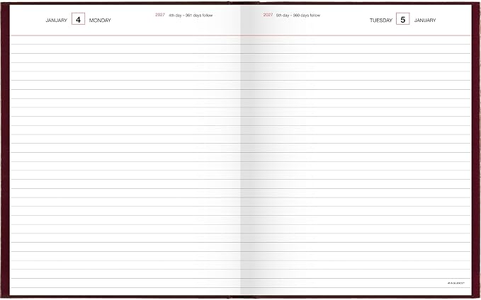 AT-A-GLANCE 2027 Daily Planner, Standard Diary, 7.5" x 9.5" Journal, Hardcover, Red (SD3741327)