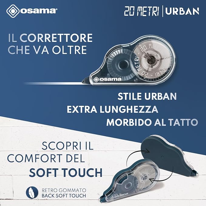 Osama Correction Roller, 1 Piece, 20 m, Correction Tape, Ideal for School, Office and University, Correction Mouse, Useful Set for Writing and School Supplies, Sliding and Covering, Long Lasting