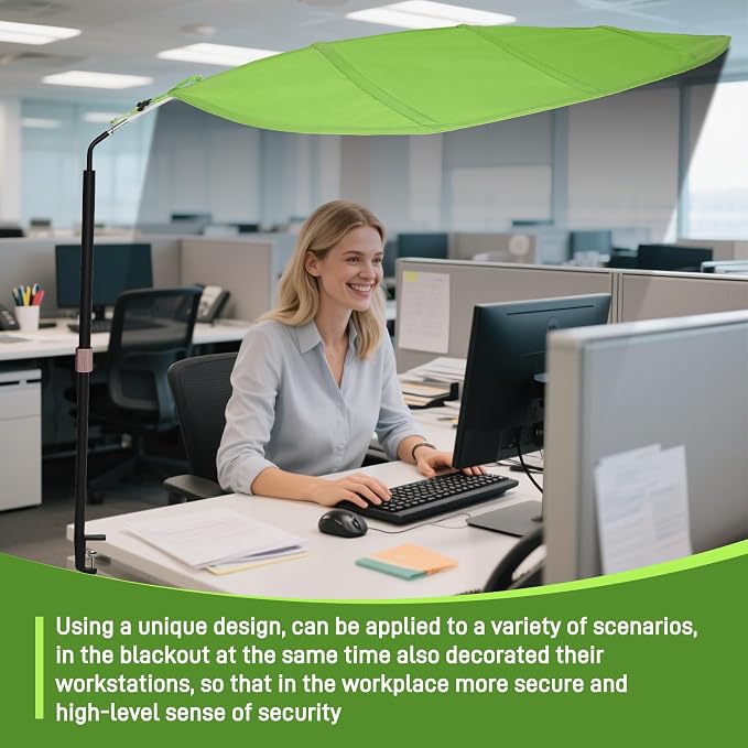 P Polerden Green Office Cubicle and Desk Shade for Cubicle to Block Light | Ideal for Light Sensitive Workers,Adjustable,UV-Resistant-Blocks Overhead Light,Glare and AC Airflow