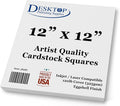 White Cardstock Squares 12" x 12" Eggshell Finish 120lb Cover - 40 Pack | Artist Quality Ultra-Thick (325gsm) Stock For Spin Art Refills, Drawing, Watercolor, Charcoal, Mixed Media, And Crafts