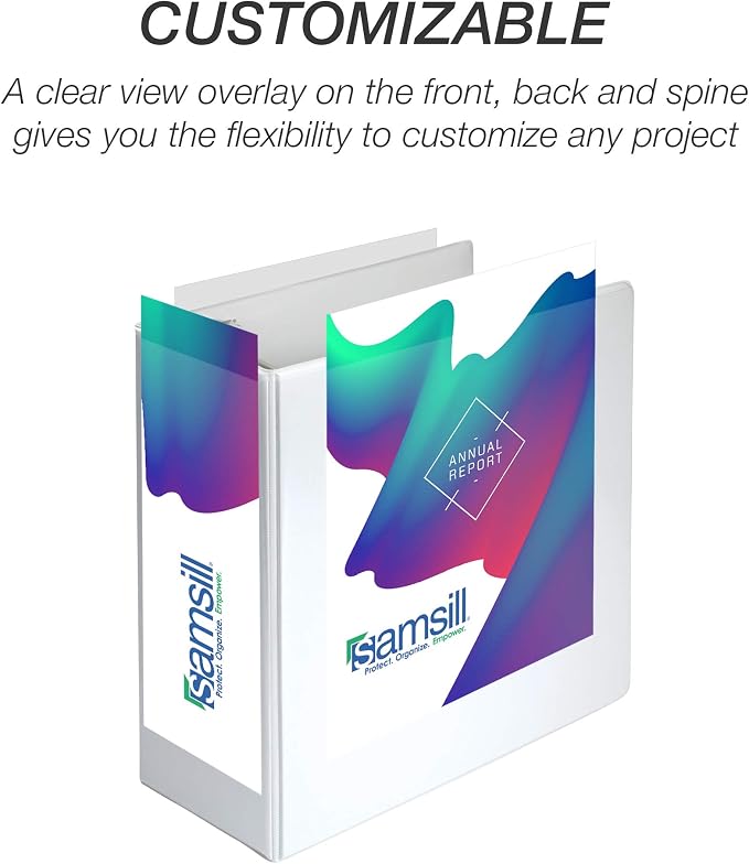 Samsill Durable 5 inch 3 Ring Binder, Locking D Ring 100% Recycled Chipboard, White, Pallet of 192 Binders in 32 Cartons