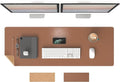 RENMTURE Dual-Sided Mouse Pad, Natural Cork & PU Leather Large Desk Pad for Office and Home Work, Desk Protector Non-Slip, Waterproof, Easy Clean (Brown,47"x17")