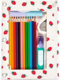 Forvencer Pencil Pouch for 3 Ring Binder, Large Pencil Case Pouch Binder | Zipper Pencil Pouch Pencil Bag with 3 Reinforced Grommets, Pen Bag, Clear Window Pencil Case, Binder Pencil Pouch Box