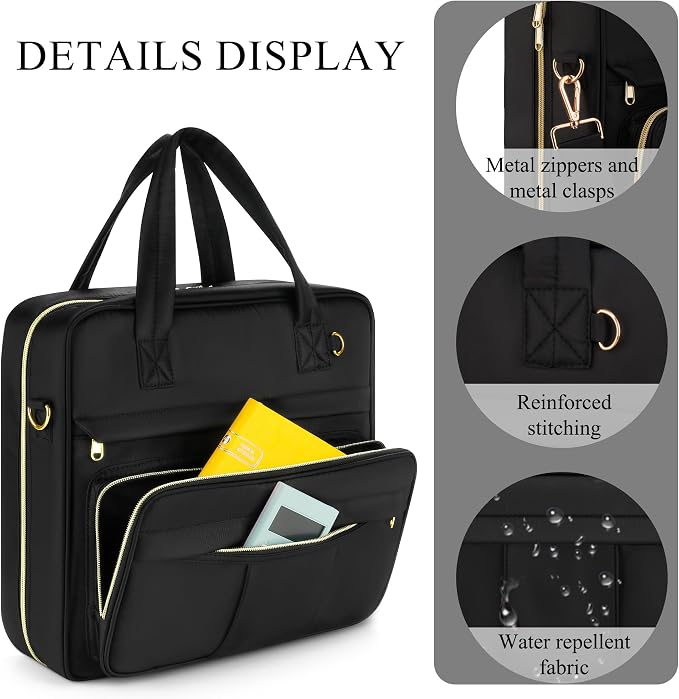 Zipper Binder | 3 Inch O-Ring, 600 Sheet Capacity Trapper Keeper with Shoulder Strap & Handle, Binder Bag with Multiple Storage Pockets, Fits 13" Laptop (Black)