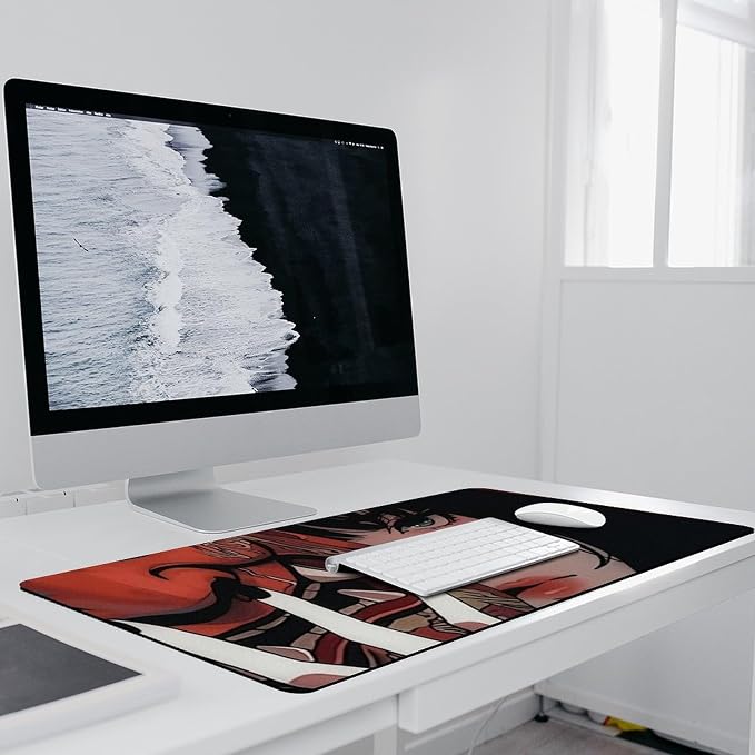 Aesthetic Japanese Anime Girl Samurai Woman Gaming Mousepad Large Non-Slip Rubber Desk Mat Keyboard Computer Pad for Home Office 40x90cm