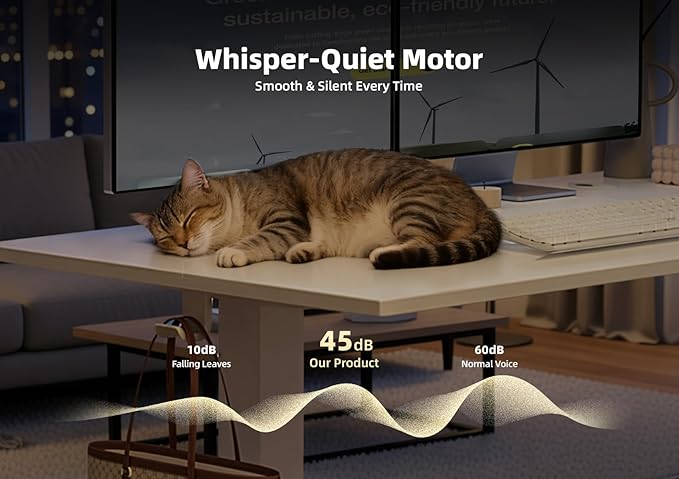 Claiks Electric Height Adjustable Standing Desk, 48x24 Inch, Cold White | Smooth Height Adjustment, 3 Memory Presets, Cable management hub & hook, Stable Steel Frame, 156 lbs Capacity, Easy Assembly