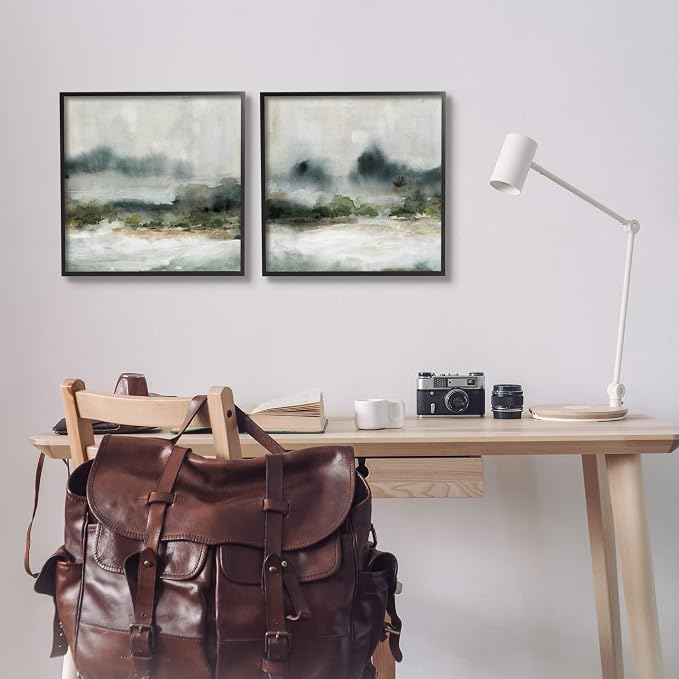 Somber Abstract Mountain Landscape, 17 x 17 Inch Framed Giclée Print Set | Stupell Industries · By Carol Robinson · Ready to hang · Modern decor for living room or office · Made in USA