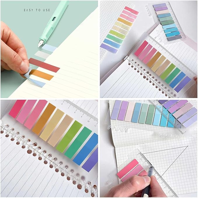 ELII 3600pcs Book Tabs,Writable Translucent Tabs for Annotating Books,Transparent Sticky Notes Page Markers for Notebooks, Writable and Repositionable Book Flags Strip Index Tabs