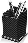 Carbon Fiber Pen Holder Pencil Holder for desk, Desktop Organizer and Black Pencil Cup for Office, School, Home,Glossy Black