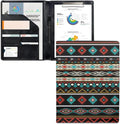 Dreaweet Southwestern Navajo Leather Portfolio Folder Native American Ethnic Tribal Geometric Padfolio Interview Legal Document Organizer,Business Card Holder Included Letter Sized Writing Pad