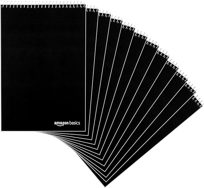 Amazon Basics Steno Notebooks, Gregg Rule, Green Paper for Notes, 80 Sheets, 6" x 9", 12-Pack