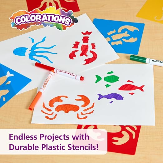 Sea Life Washable Plastic Stencils - Set of 6