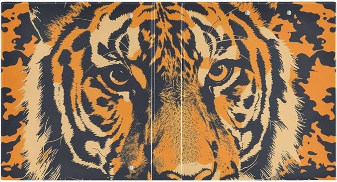 JIPONI 3 Ring Binder Tiger 1 Inch Round Binders for Men Women Students, Cute File Organizer for Office School, 2pcs