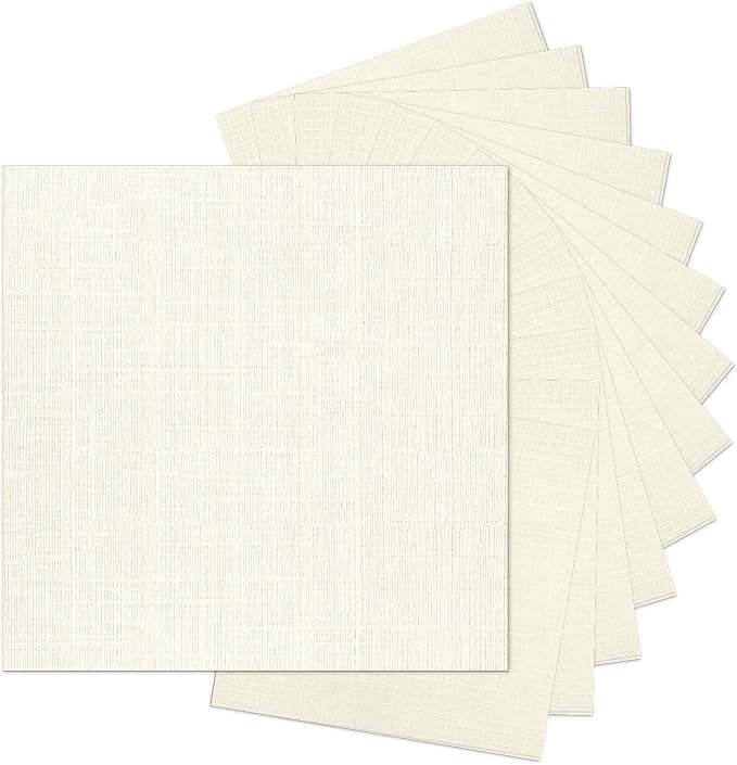 Ivory Linen Cardstock 12x12 80lb 100 Sheets | Goefun Thick Cardstock Light Cream Textured Paper, Linen Paper for Printing, Invitations, Card Making, Crafting, Scrapbook