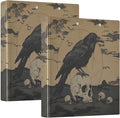 JIPONI 3 Ring Binder Gothic Style Crow 1 Inch Round Binders for Men Women Students, Cute File Organizer for Office Home School