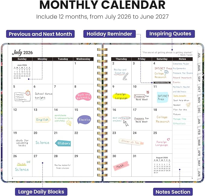 ZOTIA Planner 2026-2027 Weekly & Monthly Calendar Planner Jul 2026-Jun 2027
