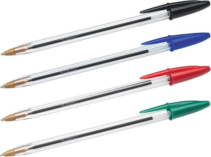 BIC Cristal Original Ballpoint Pens Medium Point (1.0 mm) â€“ Assorted Colours, Pouch of 20+7