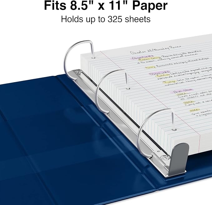 Staples Heavy-Duty 1.5-Inch D-Ring View Binder, Blue, 350 Sheets | Reinforced spine for durable everyday use in office and school settings.
