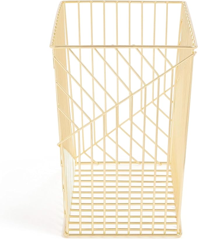 U Brands Wire Metal Hanging File Organizer, Letter Size, Gold Finish