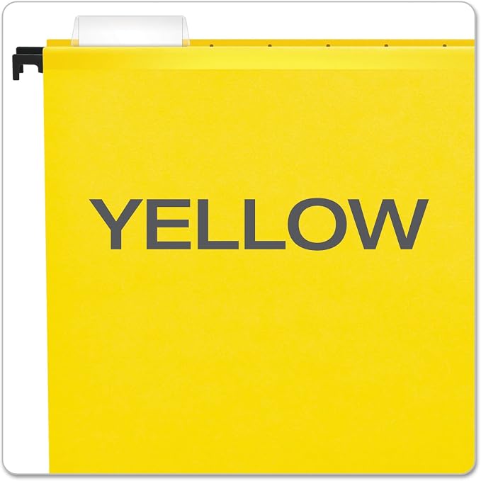 Pendaflex SureHook Reinforced Hanging Folders, Letter Size, Yellow, 1/5 Cut, 20/BX (6152 1/5 YEL)