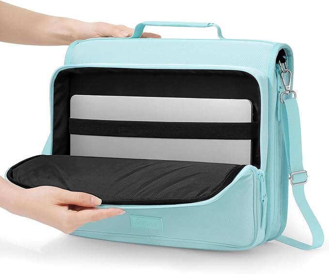 SUNEE Zipper Binder 3 Ring 2-Inch in Sky Blue Features a Shoulder Strap, 13 Inch Laptop Pocket, with Multiple Storage Pockets. Ideal Organizer for Middle School Students
