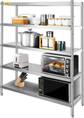 VEVOR Stainless Steel Shelving 60x18.5 Inch 5 Tier Adjustable Shelf Storage Unit Stainless Steel Heavy Duty Shelving for Kitchen Commercial Office Garage Storage 330lb Per Shelf