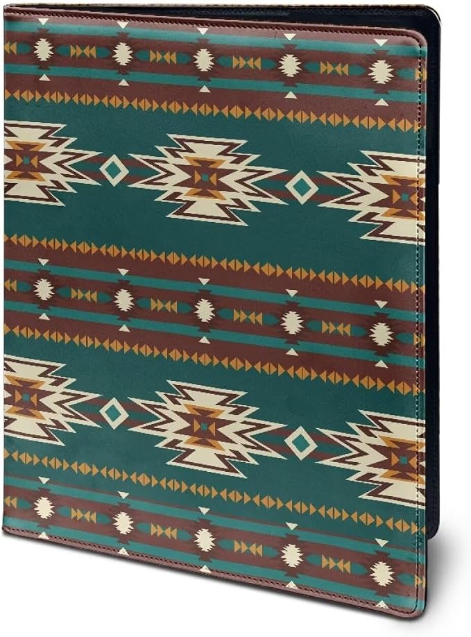 Dreaweet Navajo Print Padfolio Leather Portfolio Organizer Binder for Women Men Interview Resume Folder Legal Document Business Card Holder with Letter Sized Notepad