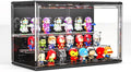 Acrylic Display Case for Collectibles with LED Light, 3 Layer Adjustable Figure Display Case with Magnetic Door, Lighted Display Box Stackable Clear Blind Box for Action Figure, Popmart, 1 Pack, Black