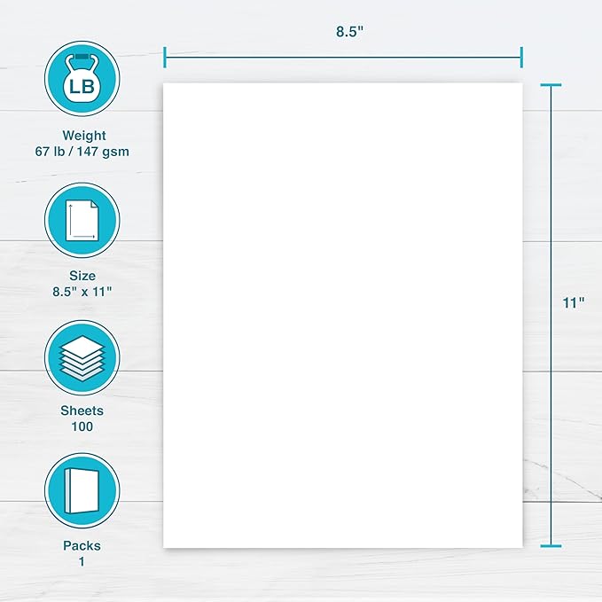 PrintWorks White Cardstock 8.5" x 11" - 67 lb/147 gsm Vellum Bristol - 100 Sheets - Made in the USA - SFI® Certified - 92 Bright - Card Stock Printer Paper for School, Craft, & Office Use (00540)