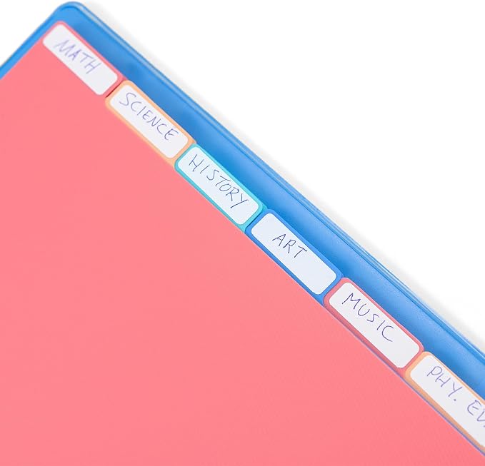Yoobi 0.5 Inch 3-Ring Binder & 8-Tab Divider Set, 4-Pack, Multicolor | 3-Ring Binder + 8-Tab Divider Set, 2 Interior Pockets, Blank Sticky Labels Included, 4-Pack of Each