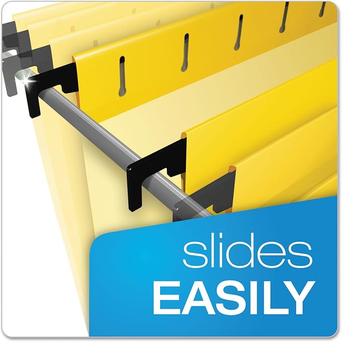 Pendaflex SureHook Reinforced Hanging Folders, Letter Size, Yellow, 1/5 Cut, 20/BX (6152 1/5 YEL)