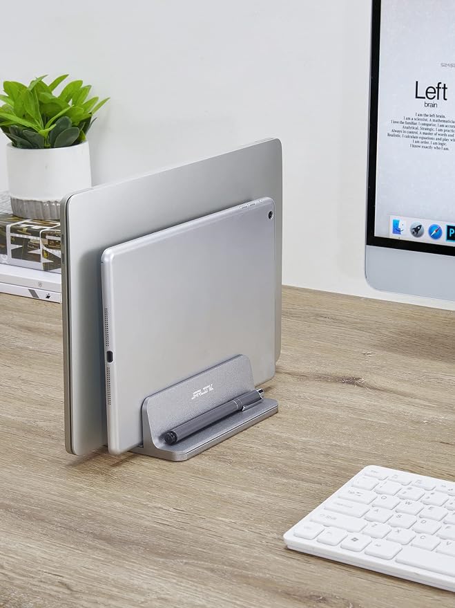 JARLINK Double Vertical Laptop Stand, Adjustable Aluminum Desk Dock, Black | Vertical Laptop Holder Fits up to 17.3" Notebooks, Space-saving Desktop Organizer for MacBook, Surface, Dell & Gaming Laptops