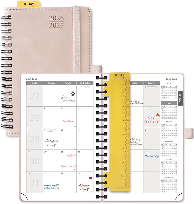 POPRUN 2026-2027 Monthly Planner, 4" x 6.25" Small Agenda,18 Month Calendar
