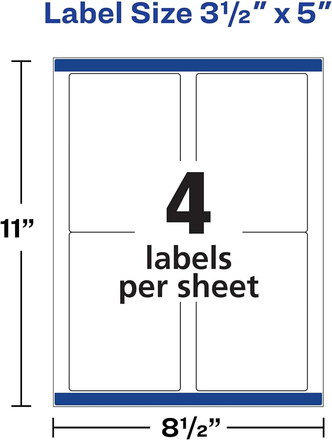 Avery Printable TrueBlock Shipping Labels, 3.5" x 5", Sure Feed, White, 2 Pack, 200 Labels Total (5640)