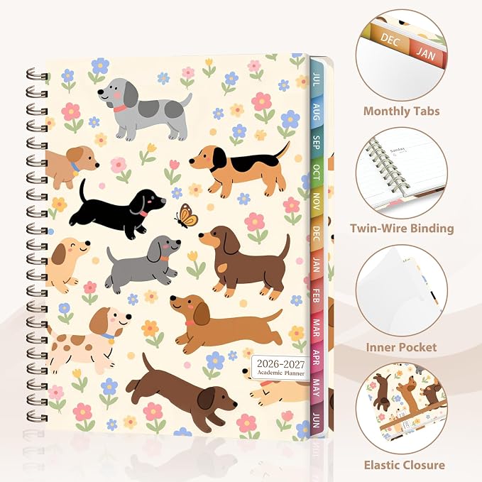 Planner 2026-2027, Weekly and Monthly Academic Year Calendar Planner, July 2026 - June 2027, Daily Agenda Book for Office School Supplies, Letter Size(8.5'' x 11'')
