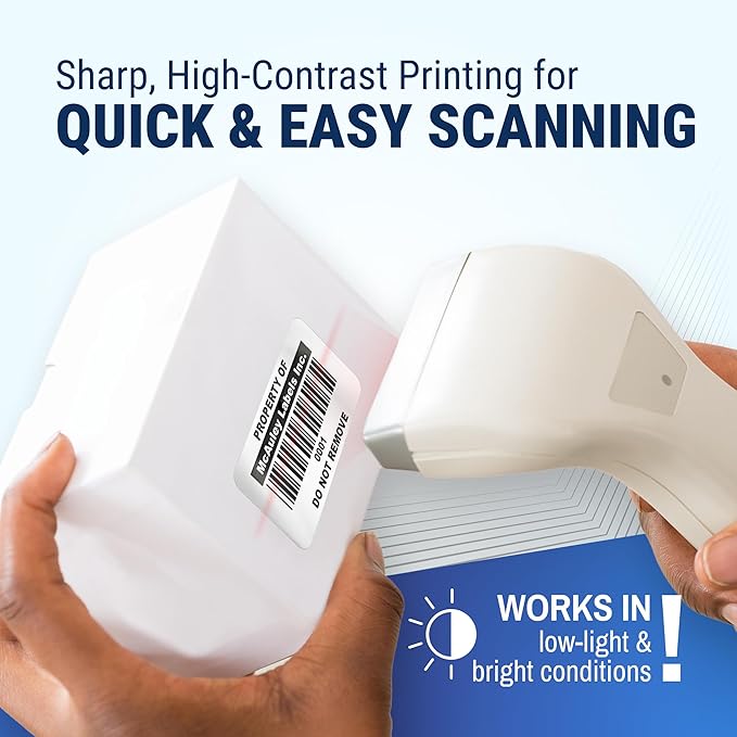 McAuley Labels Custom Asset Tags for Equipment - Numbered, Permanent - Heavy Duty Metalized Polyester, Stronger Adhesive - Barcode Label - 1.5x0.75 Inches