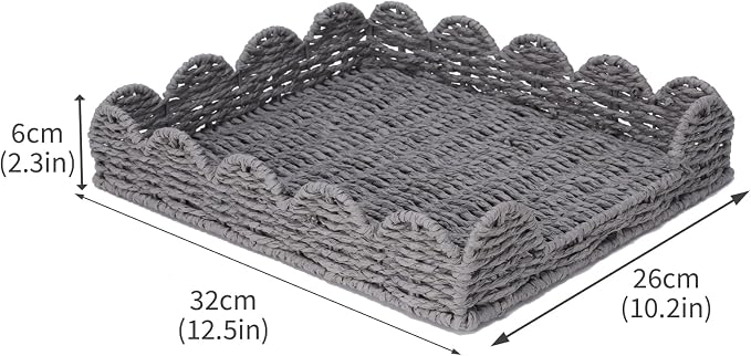 Woven Letter Tray, Paper Tray Organizer for Papers, Documents, Folders, Notebooks, and Stationery, Magazine File Holder, Mail Basket, Desk Organizers and Accessories, Office School Home Storage, Gray
