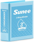SUNEE 3 Ring Binder 3 Inch D Ring, Clear View Large Binder Three Ring PVC-Free (Fit 8.5x11 Inches) for School or Office Supplies, Sky Blue, 1 Pack