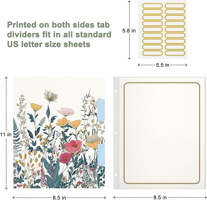 Rouidr 3 Ring Binder with clipboard, 1 inch 8.5 x 11 in Letter Size View Binders Organizer with Dividers Tabs & Clear Sleeves, School Supplies, Office Supplies