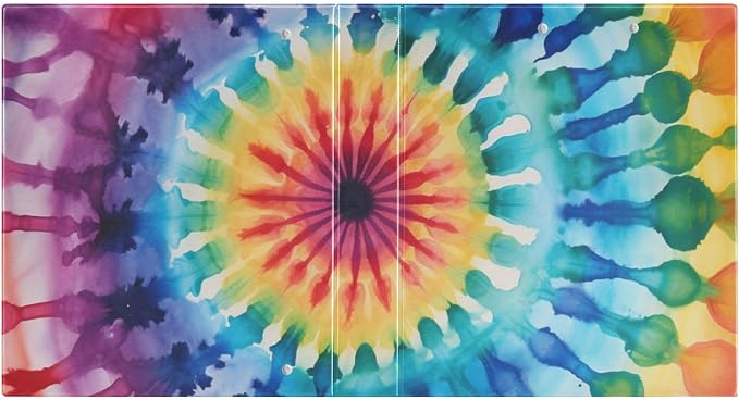 3 Ring Binder Rainbow Tiedye Aa 1.5 inch Binders Three Ring Binders with Clipboard Fit 8.5'' x 11'' Paper 3 Interior PVC Clear Pockets for Office Supplies